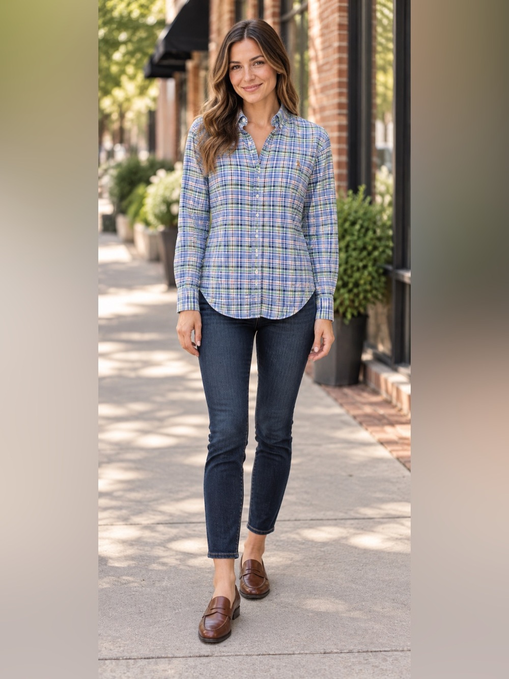 Ralph Lauren vintage blue plaid button down size SP